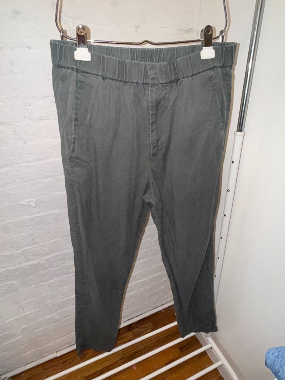 COS Elastic Waist Trousers Grey Olive Tencel Lyocell Cotton 32R